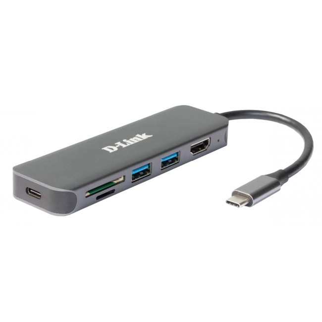 D-Link 6-in-1 USB-C Hub with HDMI/Card Reader/Power Delivery D-Link 6-in-1 USB-C Hub with HDMI/Card Reader/Power Delivery