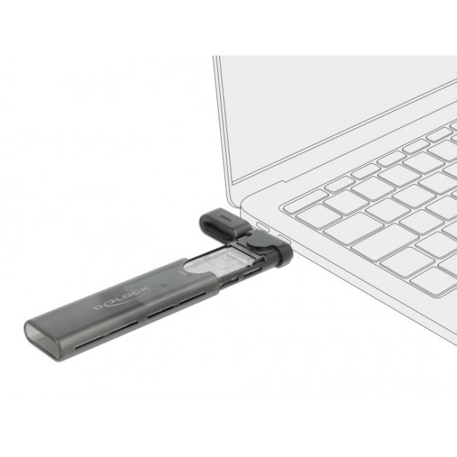 DeLOCK External USB Type-C Combo Enclosure for M.2 NVMe PCIe or SATA SSD - tool free