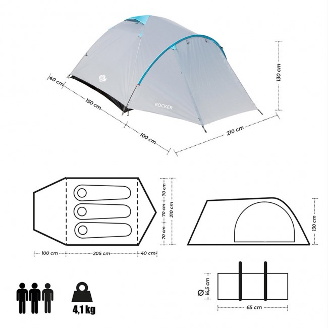 NILS CAMP ROCKER NC6013 3-person camping tent