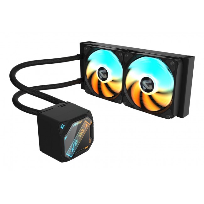 GIGABYTE GAMING 240 Liquid CPU Cooler- 2x120mm ARGB Fans, slide-in interlocking mechanism, DAISY-CHAIN, Intel LGA 1851 and AMD AM5 Compatible