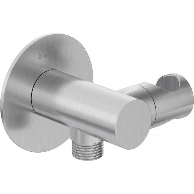 Round angled connector with handset holder Round angled connector with handset holder