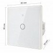 Qoltec 52715 Smart Touch 1-Gang Light Switch | Wi-Fi | Timer | Tuya | Smart Life | Tempered Glass | White