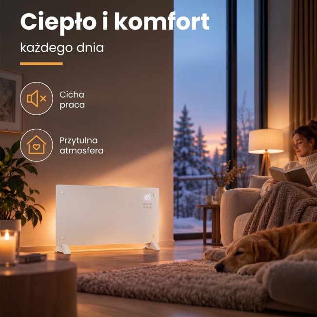 Extralink SMART GLASS PANEL HEATER, WHITE, 2000W, WIFI, LPL-23A-WH