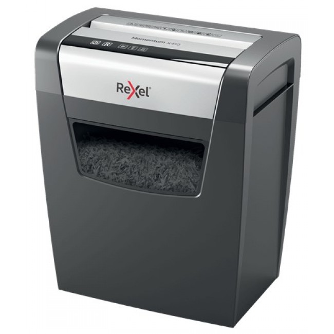 Rexel Momentum X410 paper shredder Particle-cut shredding Black, Grey