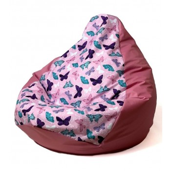 Sako bag pouffe Pear print dark pink-butterfly L 105 x 80 cm