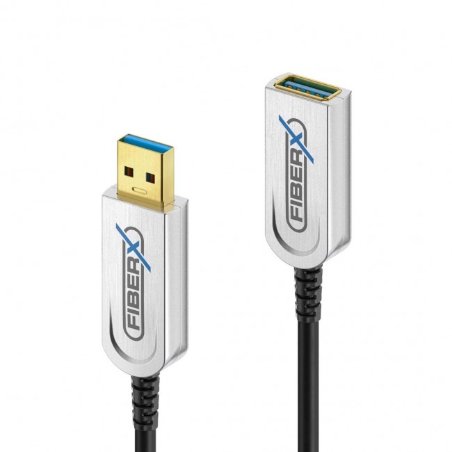 FiberX FX-I650-010 USB cable USB 3.2 Gen 1 (3.1 Gen 1) 10 m USB A 10 Gbit/s 4.5 W Black, Silver