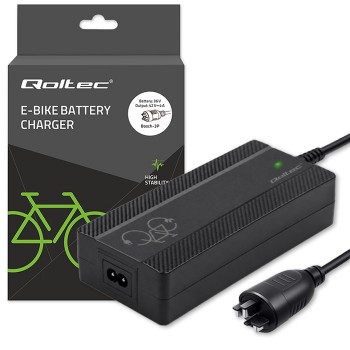 Qoltec Szybka adowarka do roweru skutera elektrycznego 36V | 42V | 4A |wtyczka Bosch + kabel zasilający