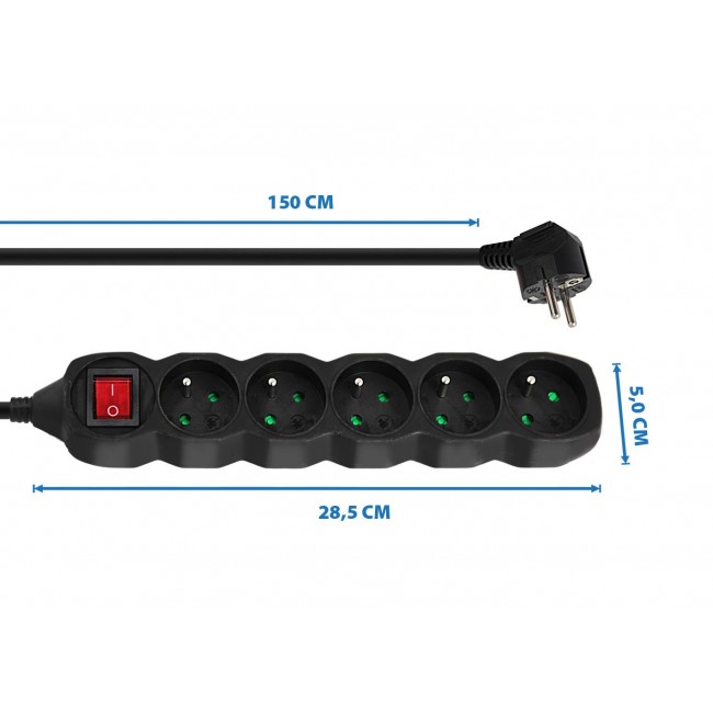 Esperanza ELK214K power extension 1.5 m 5 AC outlet(s) Indoor Black Esperanza ELK214K power extension 1.5 m 5 AC outlet(s) Indoor Black