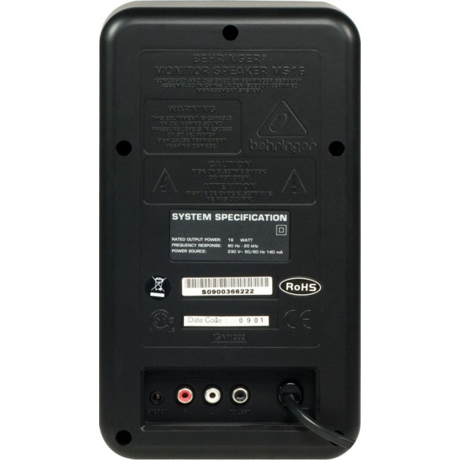 Behringer MS16 loudspeaker 2-way Black Wired 16 W Behringer MS16 loudspeaker 2-way Black Wired 16 W