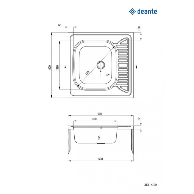 1-bowl steel sink with drainer - overlay