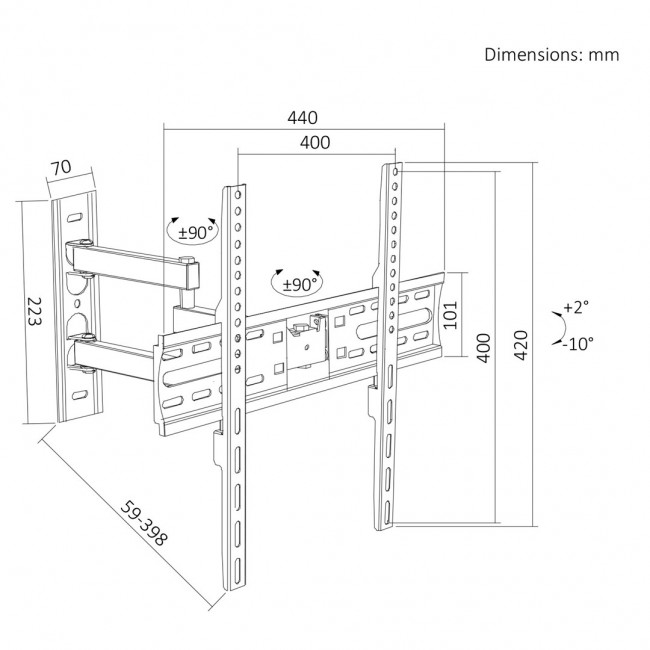 Maclean TV Mount / Bracket, max VESA 400x400, 32-55