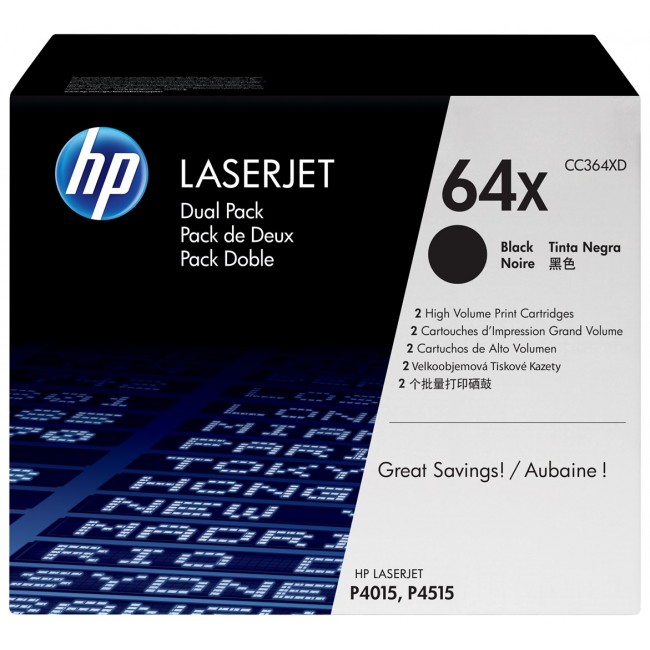 HP 64X 2-pack High Yield Black Original LaserJet Toner Cartridges HP 64X 2-pack High Yield Black Original LaserJet Toner Cartridges