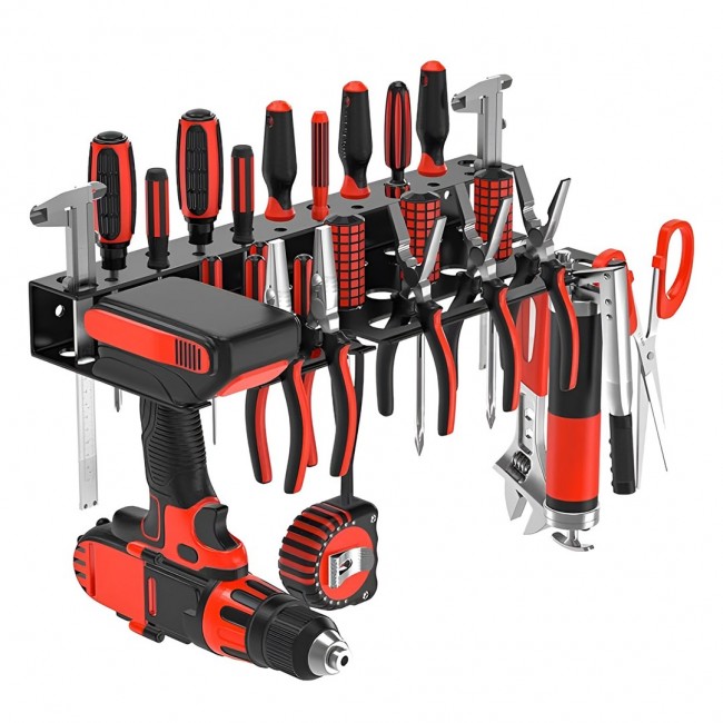 Maclean Wall-Mounted Organizer / Tool Shelf, black, dimensions 40x14.5x4.6 cm, max. 30 kg, MC-141