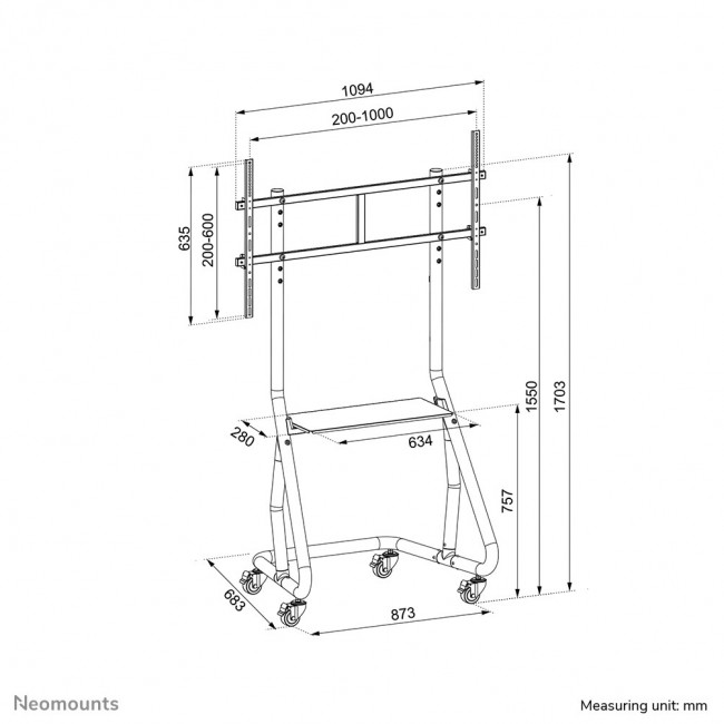 Neomounts NS-M3800BLACK TV trolley 60-100 Neomounts NS-M3800BLACK TV trolley 60-100
