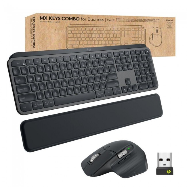Logitech Master MX Keys Combo for Bussiness keyboard Mouse included Office RF Wireless + Bluetooth QWERTY US International Graphite Logitech Master MX Keys Combo for Bussiness keyboard Mouse included Office RF Wireless + Bluetooth QWERTY US International Graphite