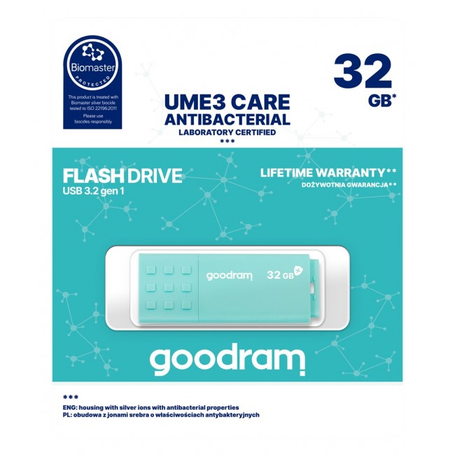 Goodram UME3 USB flash drive 32 GB USB Type-A 3.2 Gen 1 (3.1 Gen 1) Turquoise