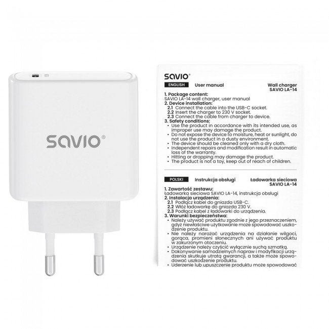 SAVIO LA-14 20W Wall Charger with Power Delivery 3.0