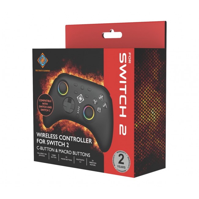 Deltaco Gaming GAM-198 Gaming Controller Black Bluetooth/USB Gamepad Nintendo Switch, Nintendo Switch 2, Nintendo Switch OLED, Android, PC