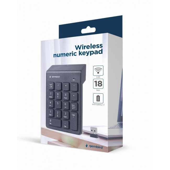 Gembird KPD-W-02 numeric keypad Notebook/PC Bluetooth Black