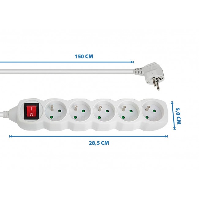 Esperanza ELK214W power extension 1.5 m 5 AC outlet(s) Indoor White Esperanza ELK214W power extension 1.5 m 5 AC outlet(s) Indoor White