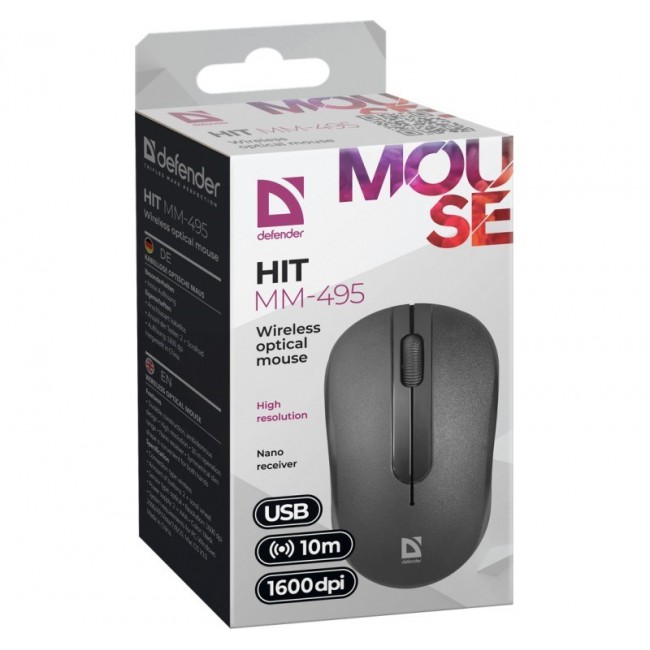 MOUSE DEFENDER HIT MM-495 RF OPTIC BLACK 1600dpi 3P MOUSE DEFENDER HIT MM-495 RF OPTIC BLACK 1600dpi 3P