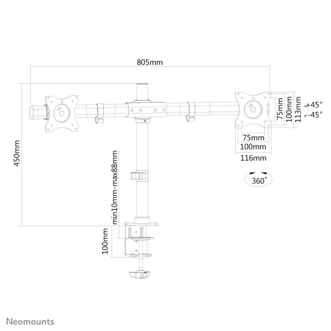 Neomounts FPMA-DCB100DBLACK Monitor arm 10-27 Neomounts FPMA-DCB100DBLACK Monitor arm 10-27