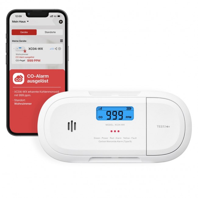 X-Sense XC04-WX smart smoke detector Carbon monoxide detector Wireless connection