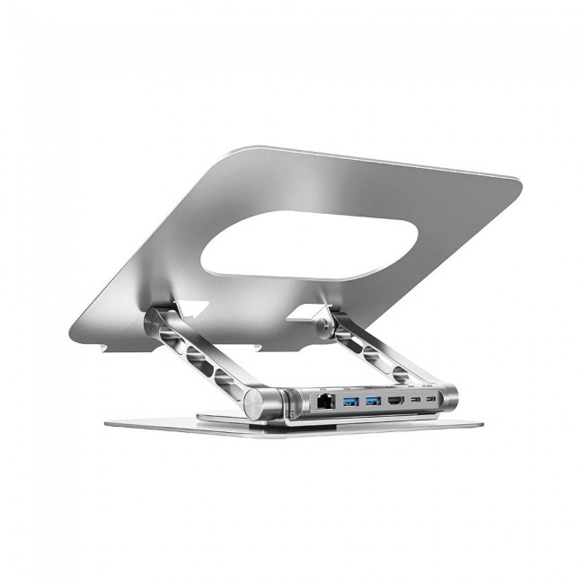 Adjustable laptop stand + USB-C HDMI hub Unitek D1109B01 PD 100W