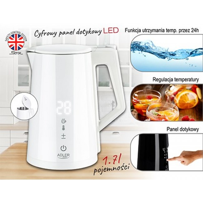 Adler AD 1345 electric kettle 1.7 L 1850 W White