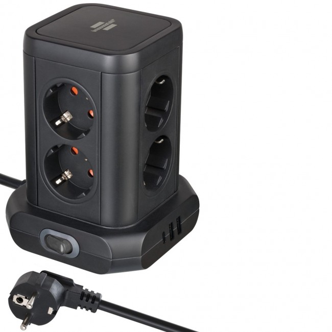 Brennenstuhl 1153560010 power extension 2 m 8 AC outlet(s) Indoor Black