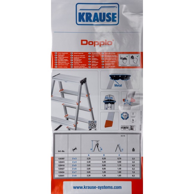 Krause Dopplo double-sided step ladder silver Krause Dopplo double-sided step ladder silver