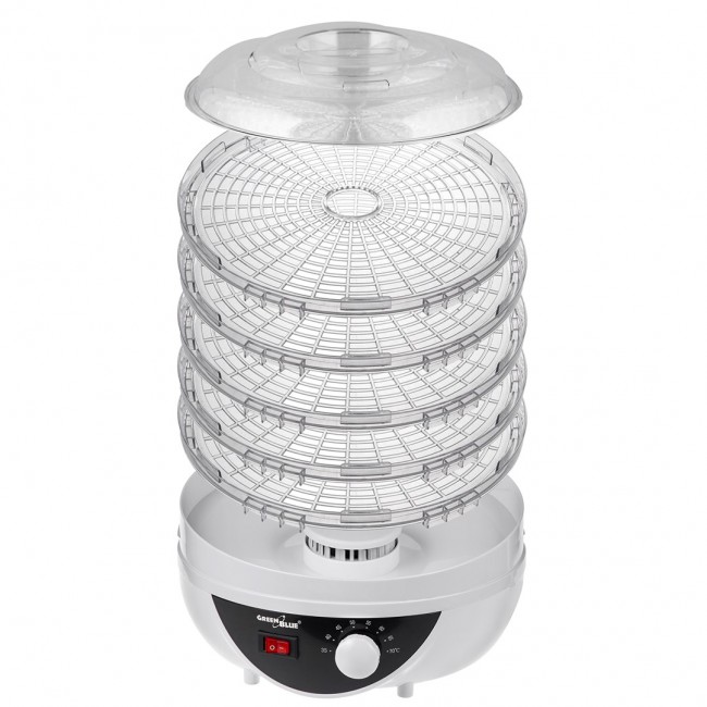 GreenBlue mushroom, vegetable and fruit dryer, 250W power, very quiet, 5 sieves, GB195 GreenBlue mushroom, vegetable and fruit dryer, 250W power, very quiet, 5 sieves, GB195