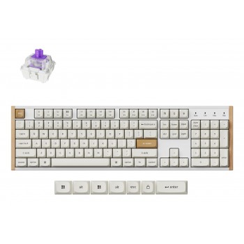 Keychron K10 HE keyboard Gaming USB + RF Wireless + Bluetooth QWERTY English White, Wood