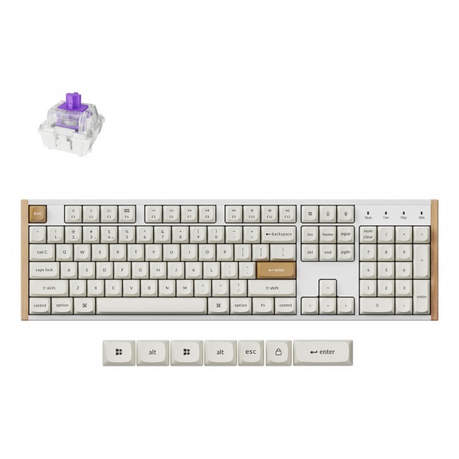 Keychron K10 HE keyboard Gaming USB + RF Wireless + Bluetooth QWERTY English White, Wood Keychron K10 HE keyboard Gaming USB + RF Wireless + Bluetooth QWERTY English White, Wood