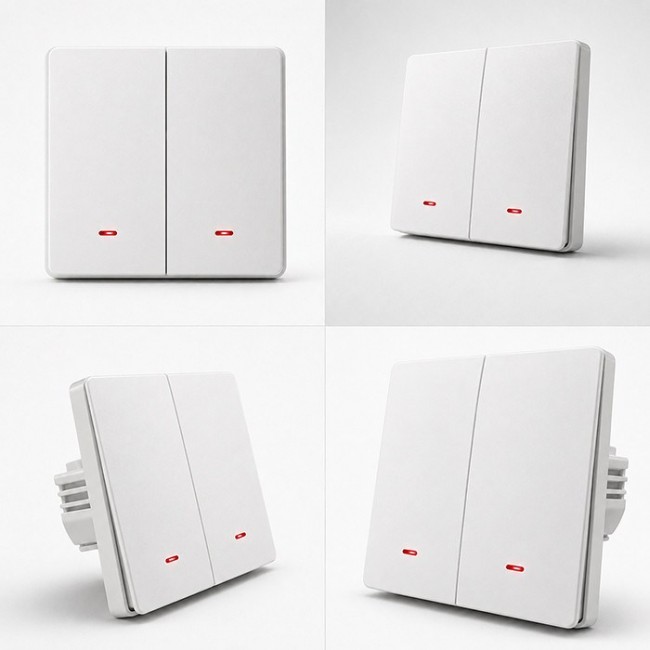 Qoltec 52706 Smart 2-Gang Light Switch | Wi-Fi | Timer | Tuya | Smart life | White