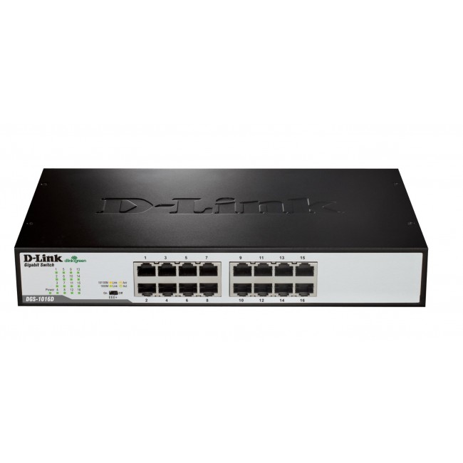 D-Link DGS-1016D/E network switch Unmanaged Black, Metallic