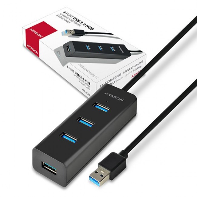 Axagon HUE-S2BL interface hub USB 3.2 Gen 1 (3.1 Gen 1) Type-A 5000 Mbit/s Black Axagon HUE-S2BL interface hub USB 3.2 Gen 1 (3.1 Gen 1) Type-A 5000 Mbit/s Black