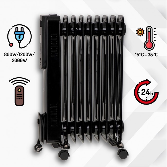 Electric oil heater with remote control CAMRY CR 7810 9 ribs black Electric oil heater with remote control CAMRY CR 7810 9 ribs black