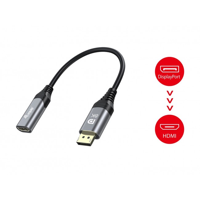 Equip DisplayPort 1.4 to HDMI Adapter, 8K/60Hz Equip DisplayPort 1.4 to HDMI Adapter, 8K/60Hz