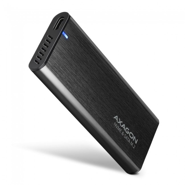 Axagon EEM2-SB2 External USB-C 3.2 Gen 2 metal box for M.2 NVMe & SATA SSD disks. Screwless