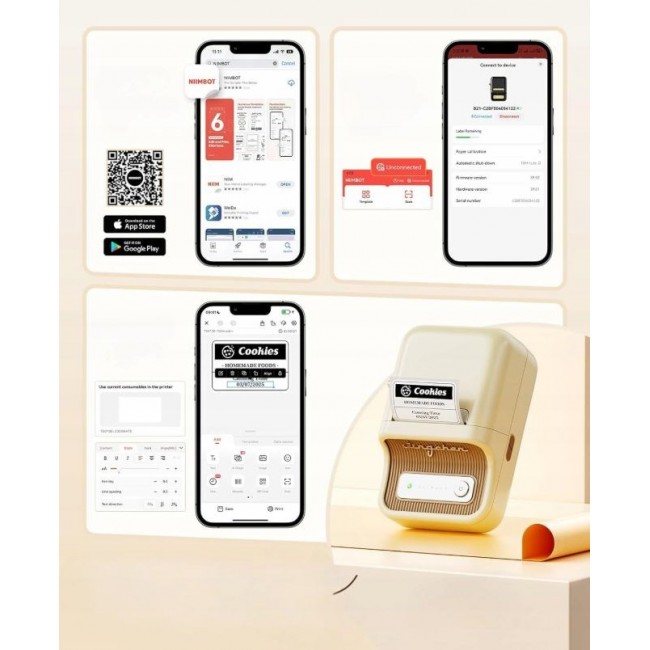 Niimbot B21 S Label Printer, white