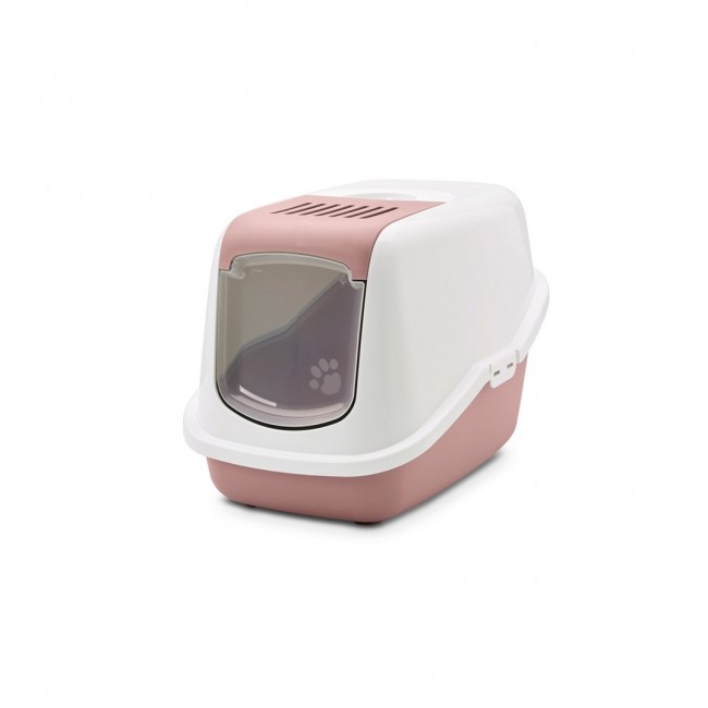 SAVIC Nestor White-Pink - Covered Cat Litter Box - 56x39x38.5 cm - 1 pc SAVIC Nestor White-Pink - Covered Cat Litter Box - 56x39x38.5 cm - 1 pc