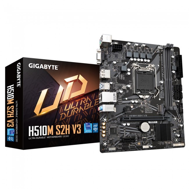 GIGABYTE H510M S2H V3 Motherboard - Supports Intel Core 11th CPUs, up to 3200MHz DDR4 (OC), 1xPCIe 3.0 M.2, GbE LAN, USB 3.2 Gen 1 GIGABYTE H510M S2H V3 Motherboard - Supports Intel Core 11th CPUs, up to 3200MHz DDR4 (OC), 1xPCIe 3.0 M.2, GbE LAN, USB 3.2 Gen 1