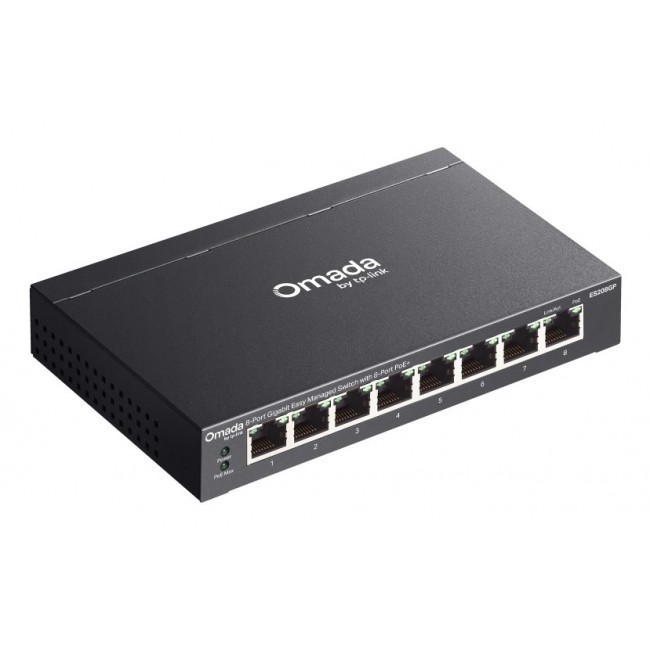 TP-Link Omada ES208GP network switch Managed L2 Gigabit Ethernet (10/100/1000) Power over Ethernet (PoE) DIN rail Black