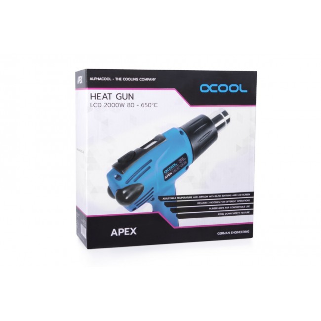 Alphacool 10178 heat gun Hot air gun 650 C 2000 W Black, Blue Alphacool 10178 heat gun Hot air gun 650 C 2000 W Black, Blue