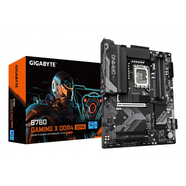 GIGABYTE B760 GAMING X DDR4 GEN5 Motherboard - Supports 14th Gen. Intel Core CPUs, 8+1+1 phases VRM, up to 5333MHz DDR4 (OC), 3xPCIe 4.0 M.2, 2.5GbE LAN, USB 3.2 Gen 2 GIGABYTE B760 GAMING X DDR4 GEN5 Motherboard - Supports 14th Gen. Intel Core CPUs, 8+1+1 phases VRM, up to 5333MHz DDR4 (OC), 3xPCIe 4.0 M.2, 2.5GbE LAN, USB 3.2 Gen 2