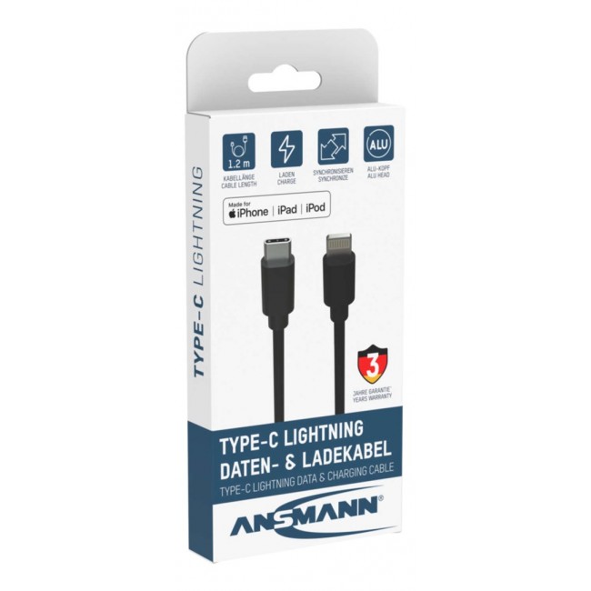Ansmann 1700-0106 mobile phone cable Black 0.12 m USB C Lightning Ansmann 1700-0106 mobile phone cable Black 0.12 m USB C Lightning