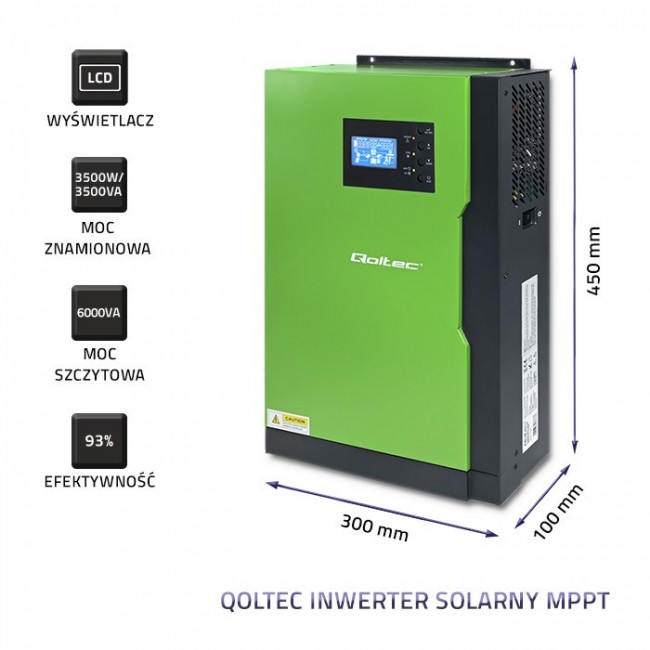 Qoltec 3,5kW | 100A | 24V | MPPT | Sin Qoltec 3,5kW | 100A | 24V | MPPT | Sin