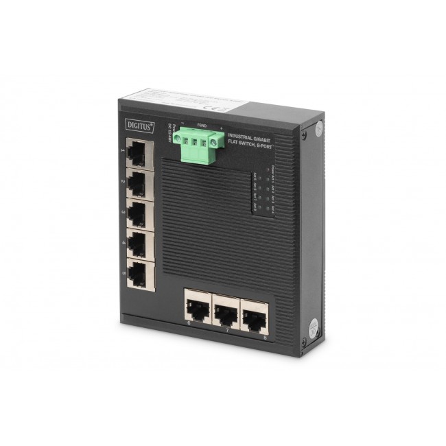 Digitus 8 Port Gigabit Ethernet Network Switch, Flat, Industrial, Unmanaged