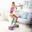 REBEL ACTIVE Step for aerobics and fitness exercises, 3 levels, gray-purple